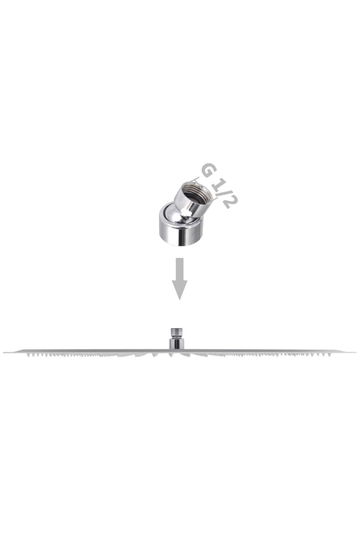 Ankastre Duş Başlığı Borulu Kare Slim Metal 50x50 cm Tavandan