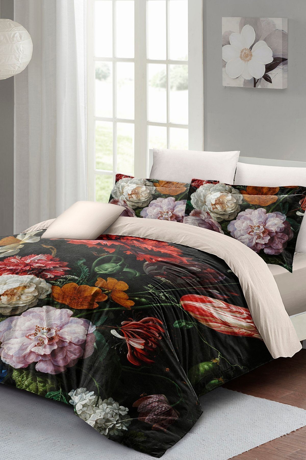 Nevresim Takımı %100 Doğal Pamuk Çift Kişilik 3d Digital Big Roses