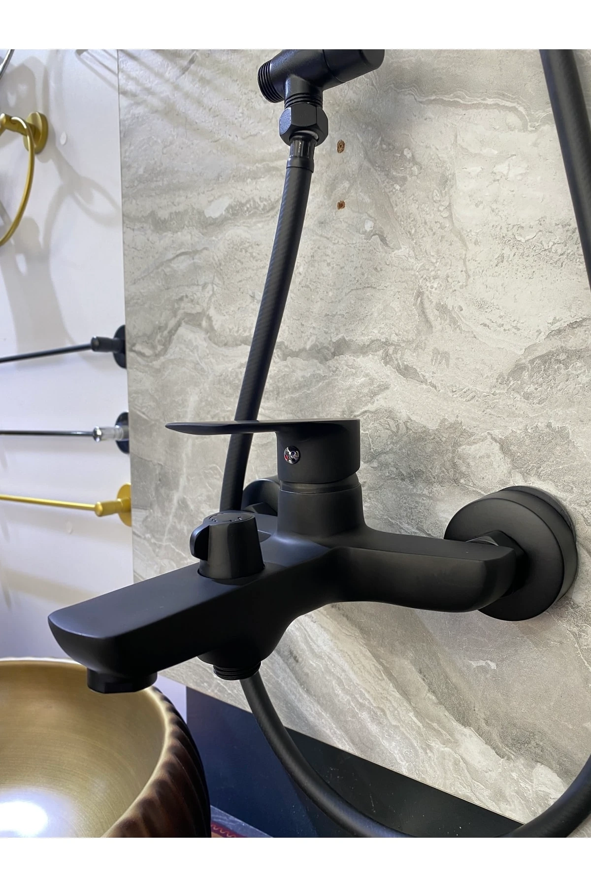 Rose Bakır Robot Duş Seti Yağmurlama Ve Banyo Bataryası Siyah Duş Başlığı Bakır Duş Sistemi