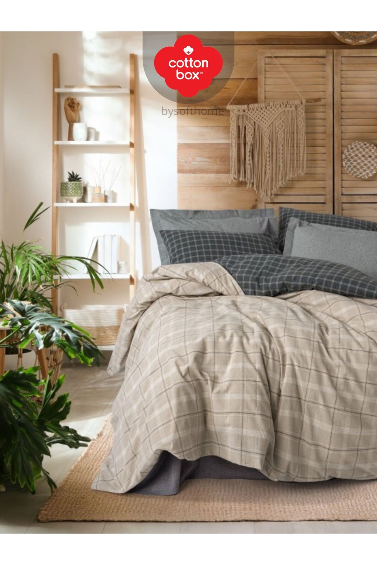 FLANEL WARM Siiras Gri Çift Kişilik Nevresim Takımı
