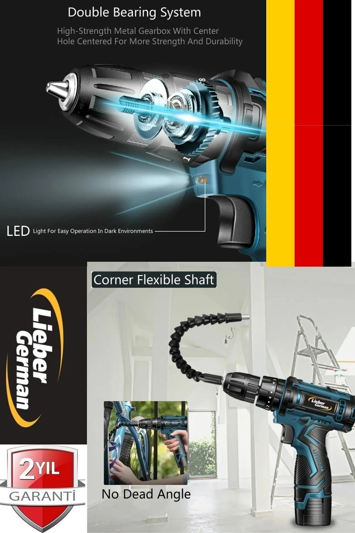 Torq 12 Volt 2 Ah Otamatik Korumalı Çelik Şanzuman 2 Akülü Matkap Akülü Vidalama Şarjlı Matkap