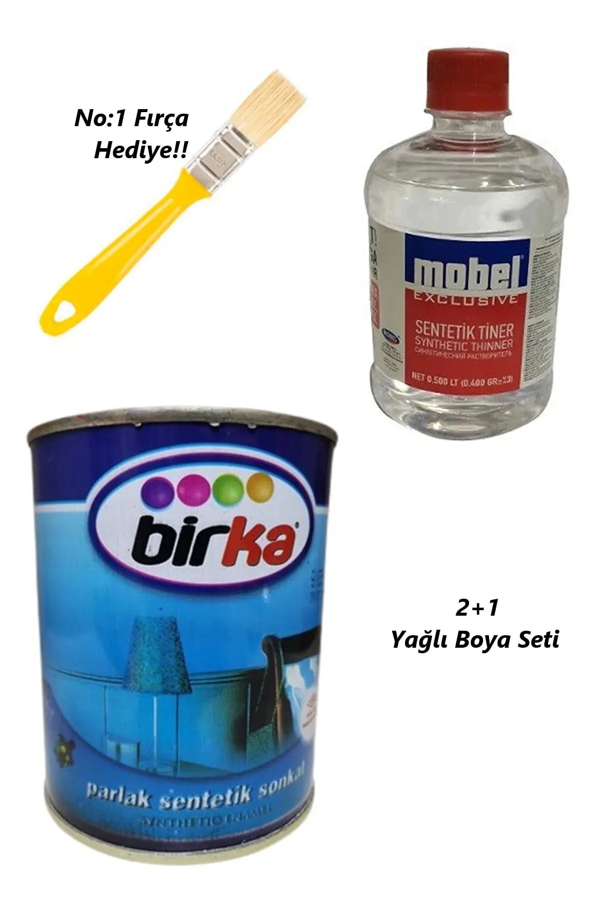 Parlak Beyaz Sentetik Yağlı Boya 2.7 Kg Sentetik Tiner 250 ml Ve 1 Numara Fırça
