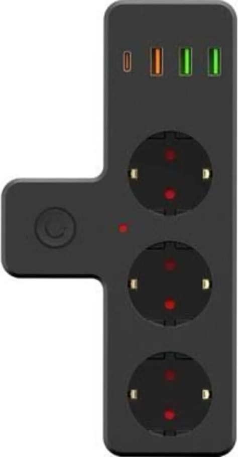 3'lü Akım Korumalı Priz Çoğaltıcı 2500W 3xusb 2.4A 1xtype-C