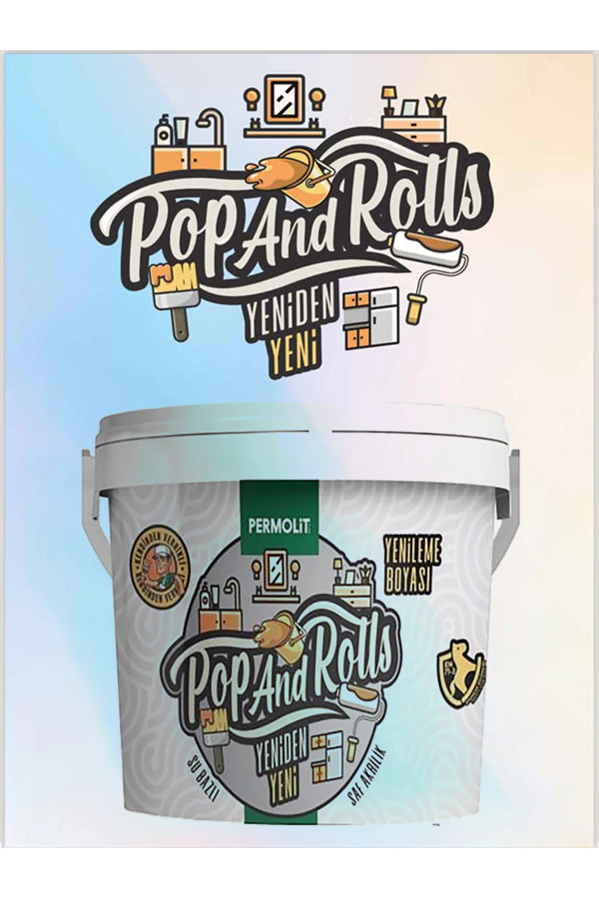 Pop And Rolls 2.5 L - Tek Katla Yepyeni Görünüm! Fayans, Tezgah, PVC ve Ahşap Boya