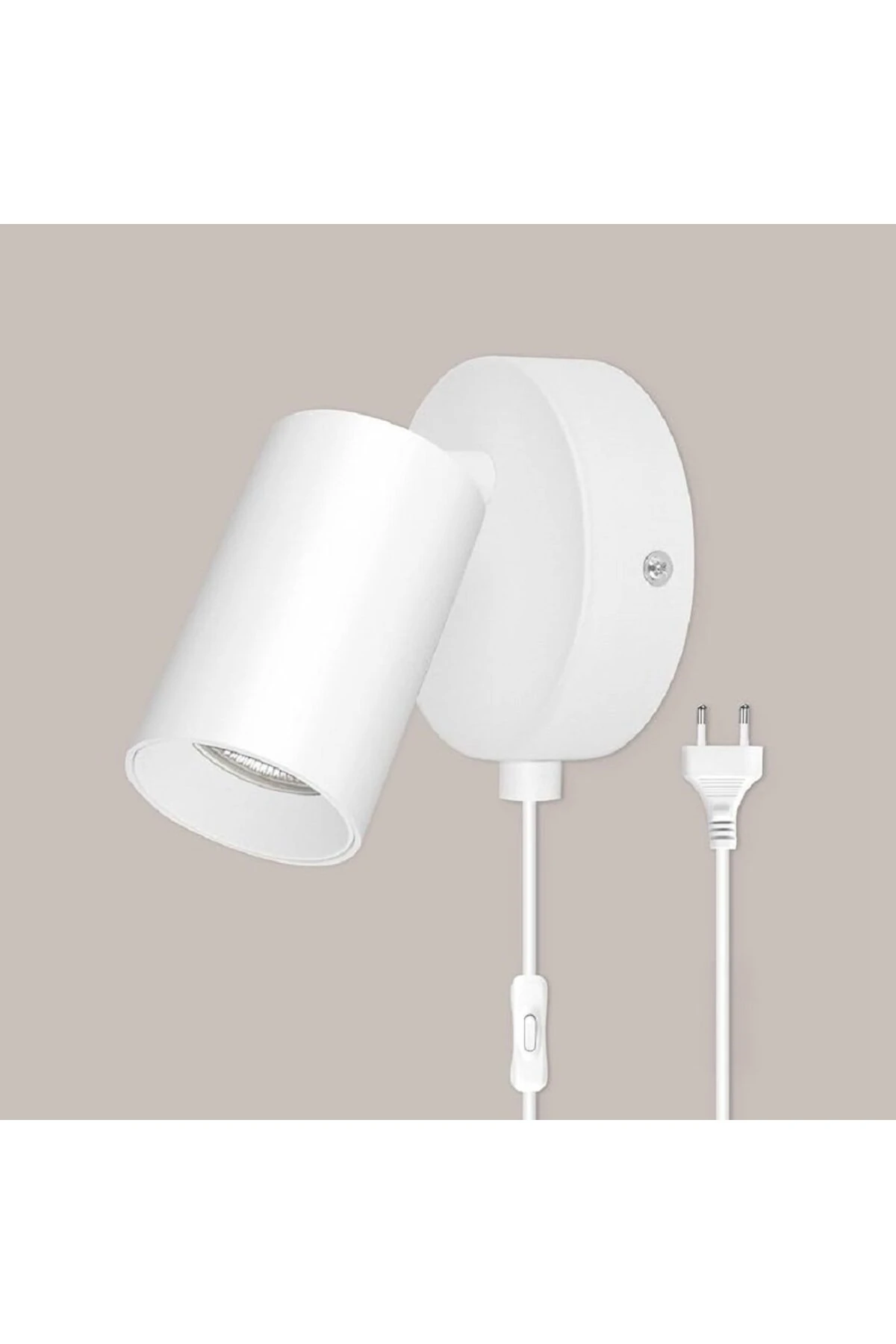 MODERN1 BEYAZ HAREKETLİ BAŞLIK GÜN IŞIĞI FİŞLİ,KABLOLU,ANAHTARLI METAL SPOT(AMPÜL DAHİL)