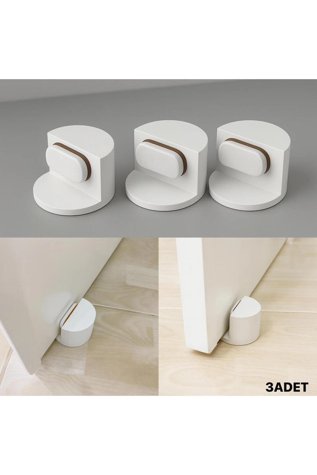 3 Adet Kapı Arkası Stoper-Yapışkanlı Kapı Pencere Stoperi-Çarpma Önleyici Stoper-Sert Plastik