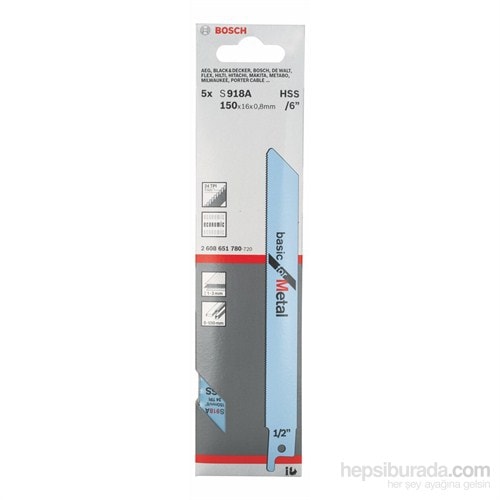 BOSCH - Basic Serisi Metal İçin Tilki Kuyruğu Bıçağı S 918 Af - 5'Li Paket