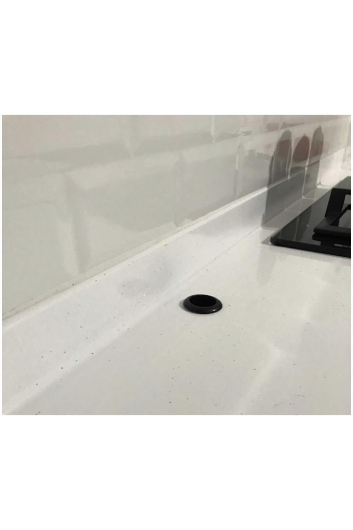 Siyah 100 Adet Doğalgaz Flex Için Mermer Üstü Delik Tıpası Tapası Yüzük