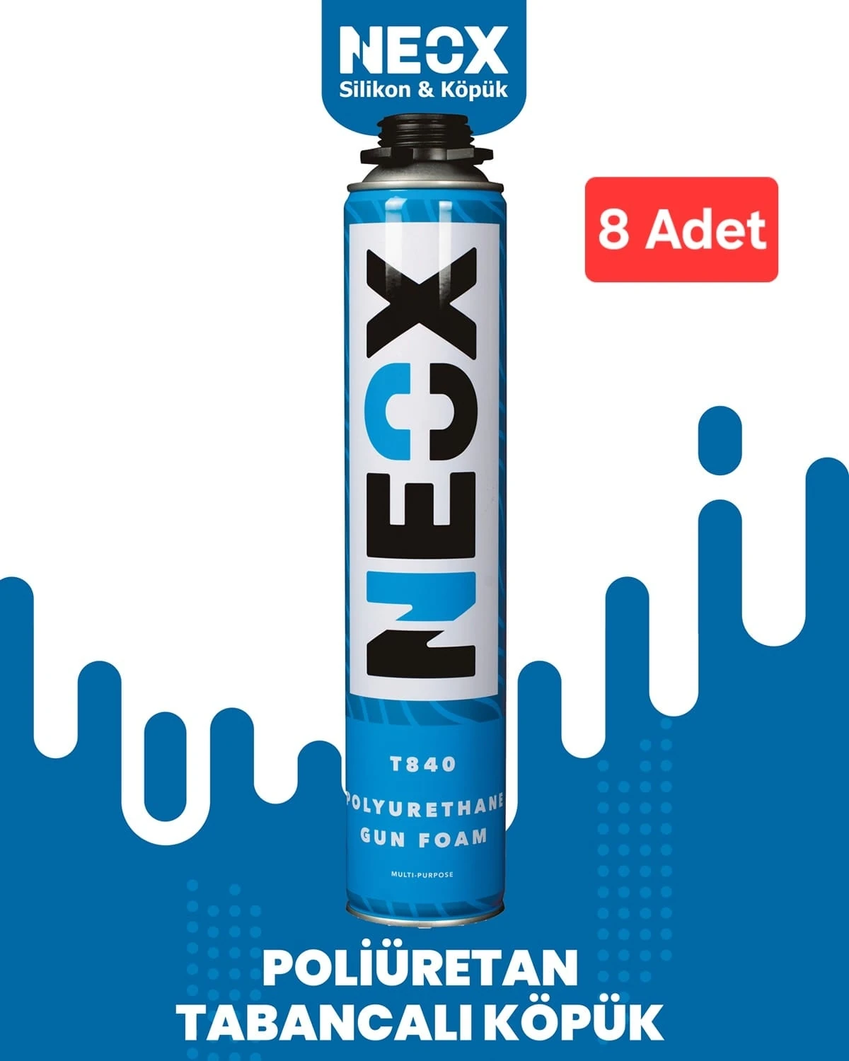 Poliüretan Tabancalı Montaj Köpüğü 840 gr (8 Adet)