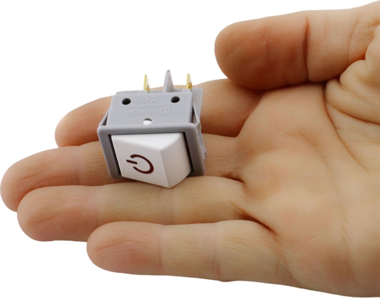 Işıklı Anahtar Aç Kapa Düğme On Off Dört Ayak Beyaz Plastik