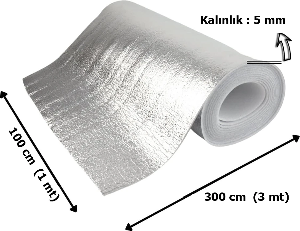 3 mt Kalorifer Radyatör Arkalığı Isı Yalıtımı İzalasyon Levhası Petek Arkası Alüminyum Folyo 3 mt x 1 Mt
