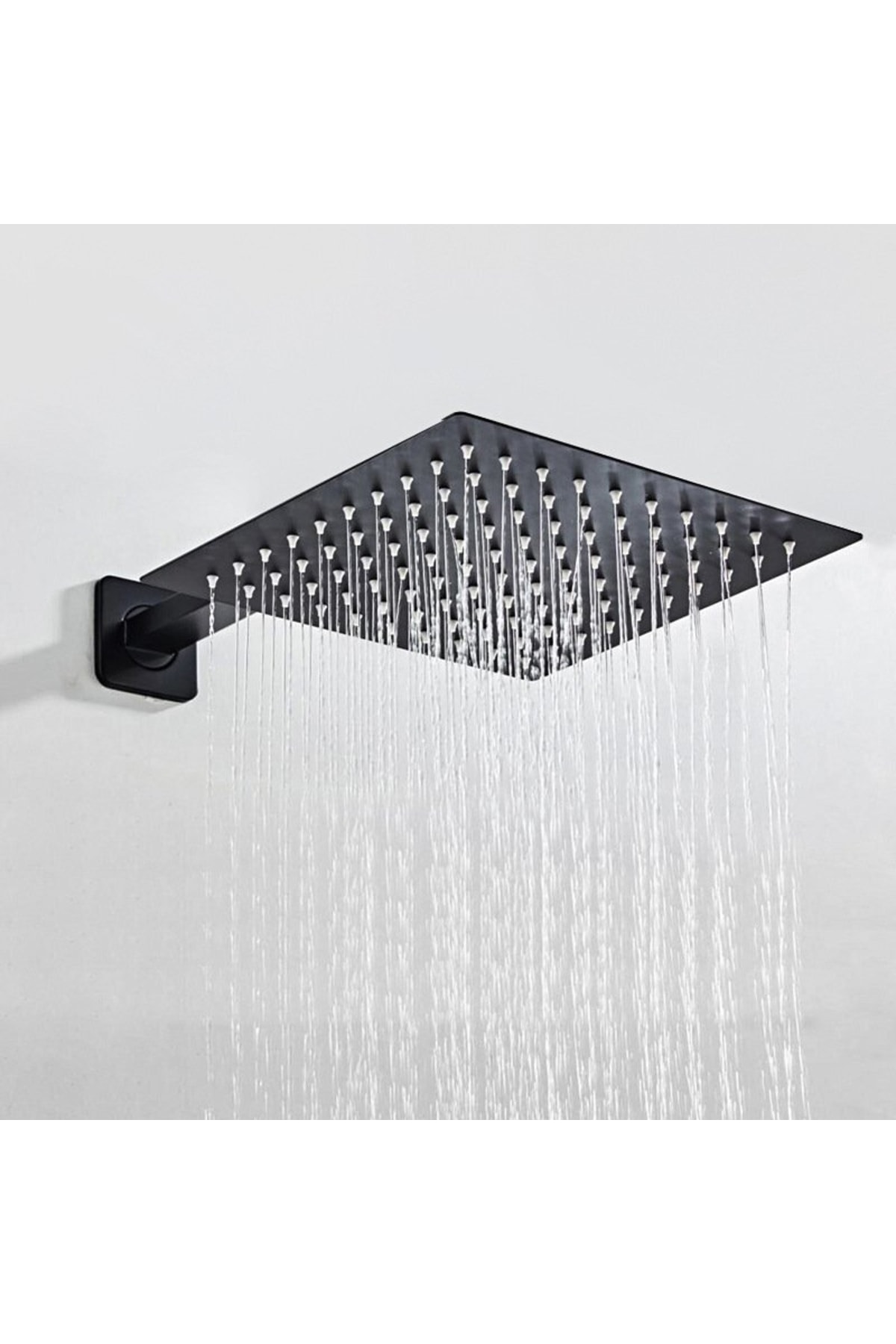 Ankastre Duş Başlığı Borulu Kare Slim Metal 20x20 Cm Siyah