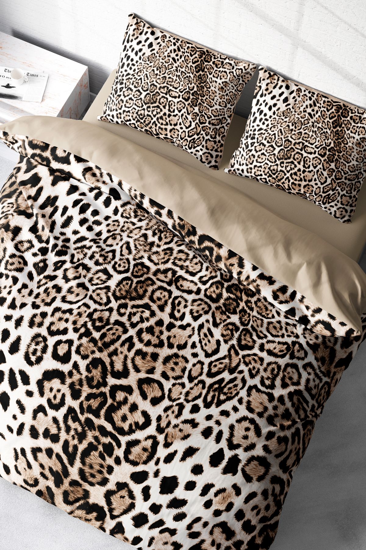 %100 Pamuk Classical Leopard Nevresim Takımı – 5D Dijital Baskı, Oeko-Tex Sertifikalı