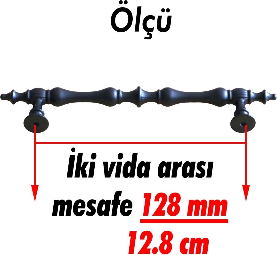 Şehzade Kulp Mobilya Mutfak Dolabı Çekmece Dolap Kulpları Kapak Kulpu Kulbu Siyah 128 mm Metal