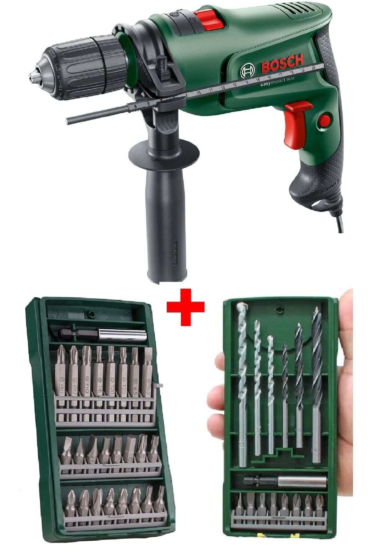 Darbeli Matkap 600 Watt 13mm + 15 Parça Matkap Ucu Vidalama Ucu + 25 Parça Vidalama Ucu Seti