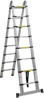 310 cm +310 cm -10+10 Basamaklı Alümınyum Teleskopik Merdiven - A Tipi Uzayan Merdiven