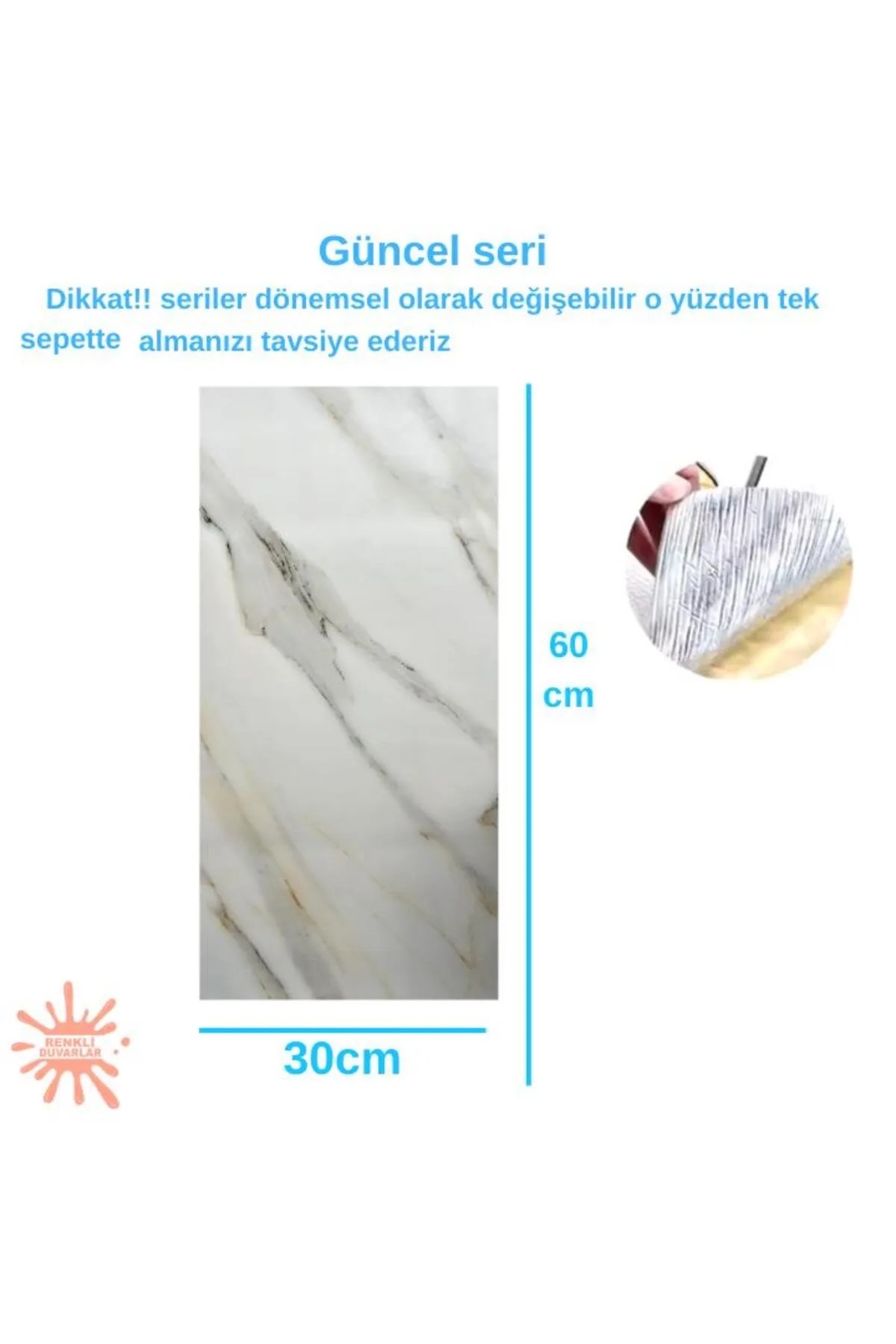  Kendinden Yapışkanlı Mermer Desenli Duvar Paneli