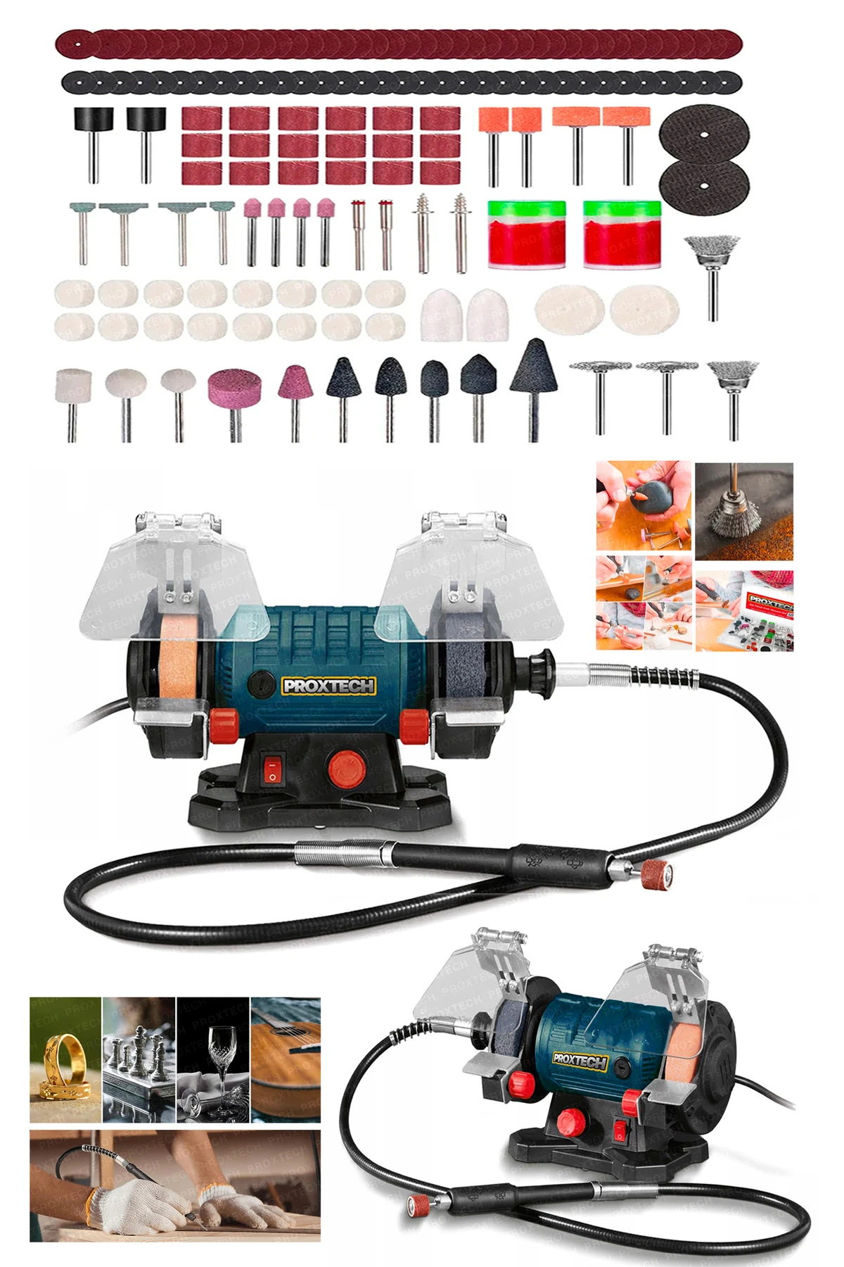 Premium Turbo Motorlu Çark Motoru Devirli Dramel Zımpara Bileme Gravür Kutulu 220 PCS Oyma Taşlama