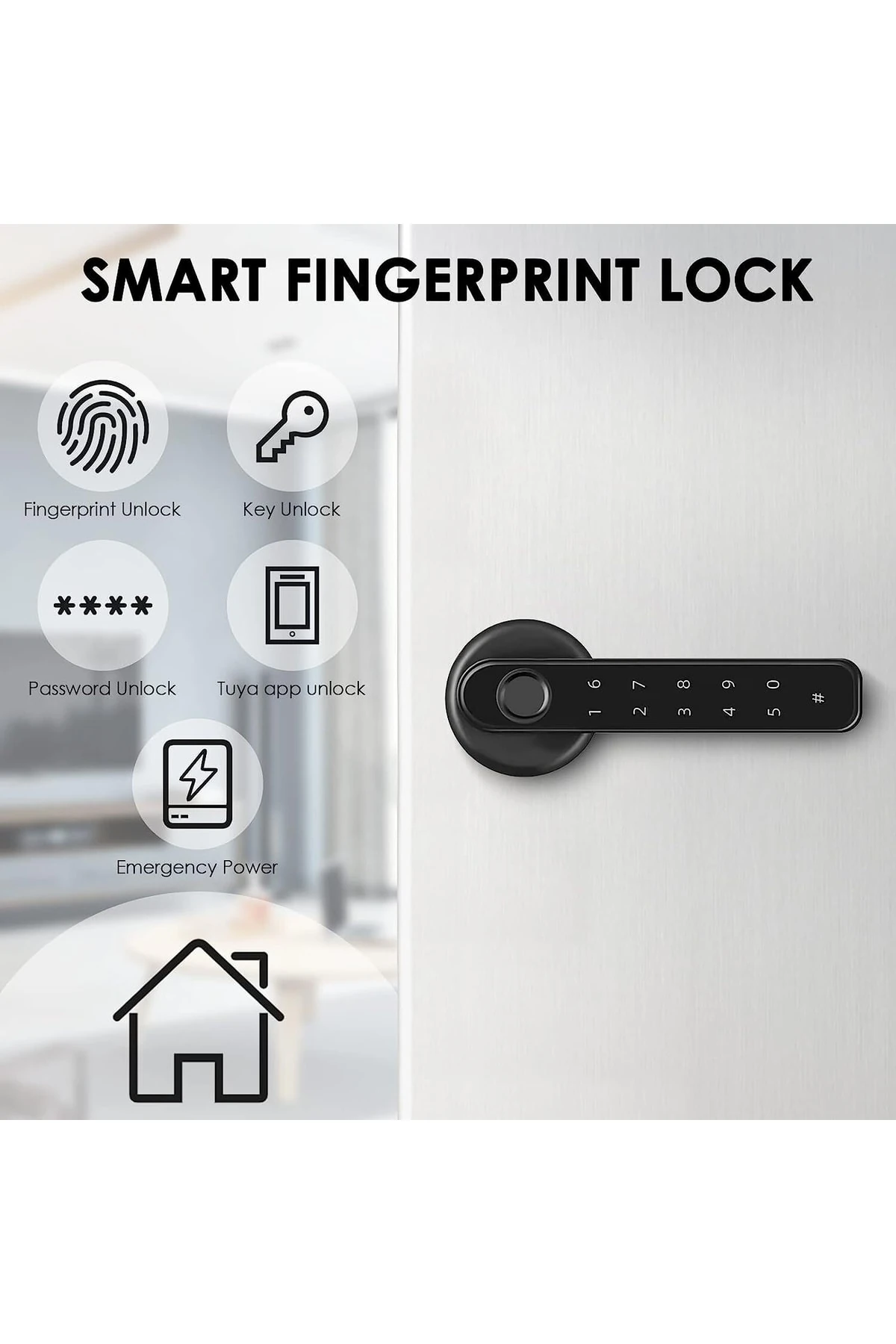 Parmak Izi Kapı Kilidi, Anahtarsız Giriş Kapı Kilidi Kolu Ile, Akıllı Biyometrik Şifreli