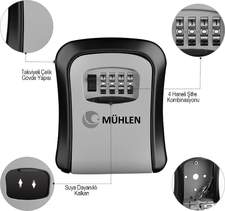 Safe-Key 3 Duvara Montaj Şifreli Anahtar Saklama Kasası / Kutusu
