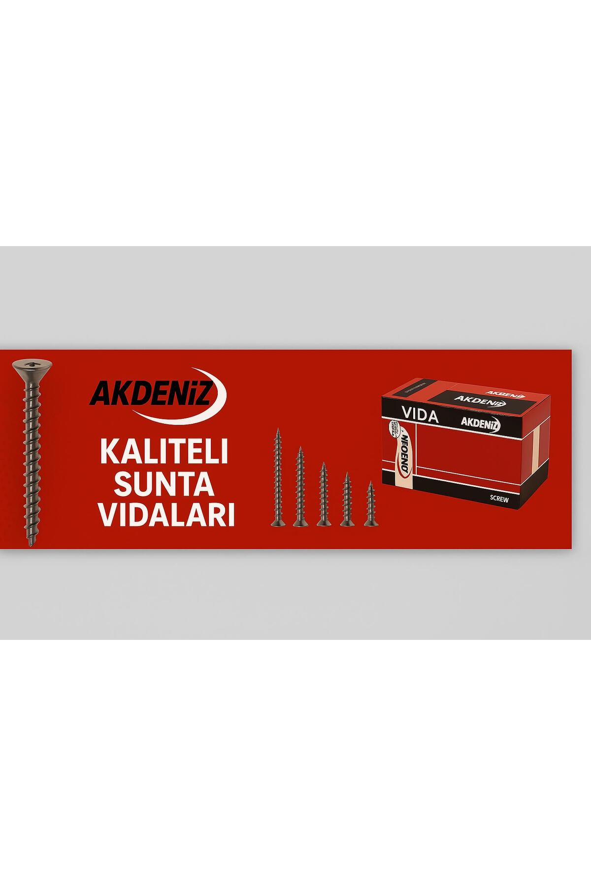 AKDENİZ  Sunta Vidası 5x50 mm 200'lü Paket – Mobilya & Ahşap Uygulamaları için Güçlü, Paslanmaz Vida Seti