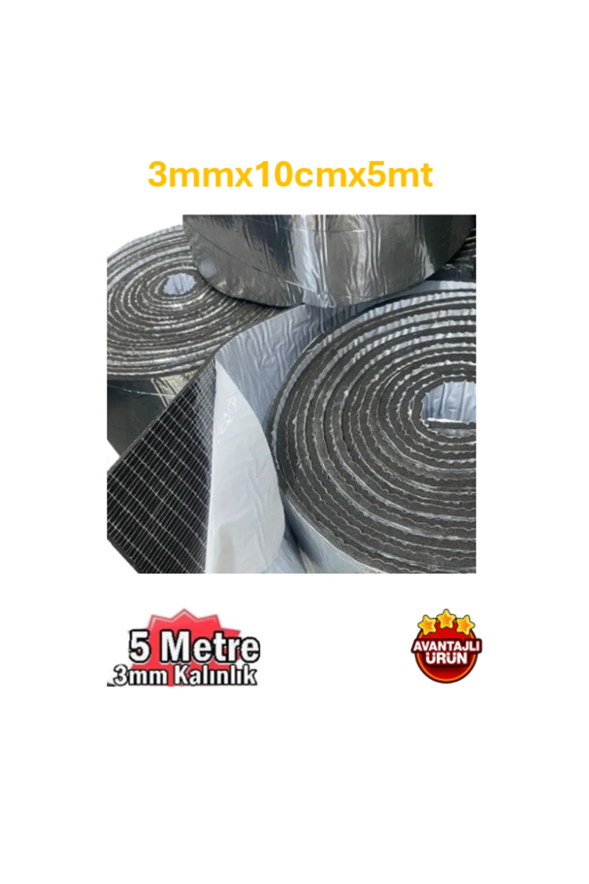 Folyolu Kauçuk Bant 3mmx10cmx5mt Isı Ve Ses İzolasyon Bandı Alüminyum Kauçuk Yalıtım Bandı