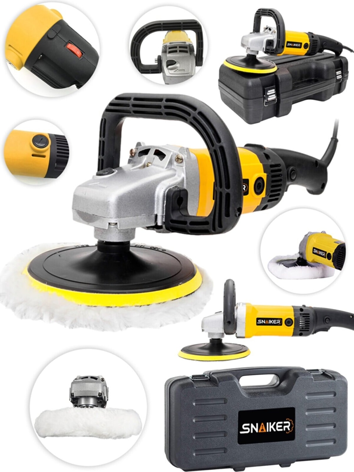 M-1200 Watt 6 Kademe Devir Ayarlı Polisaj Makinasi Zımpara Pasta Cila Makinesi Sarı