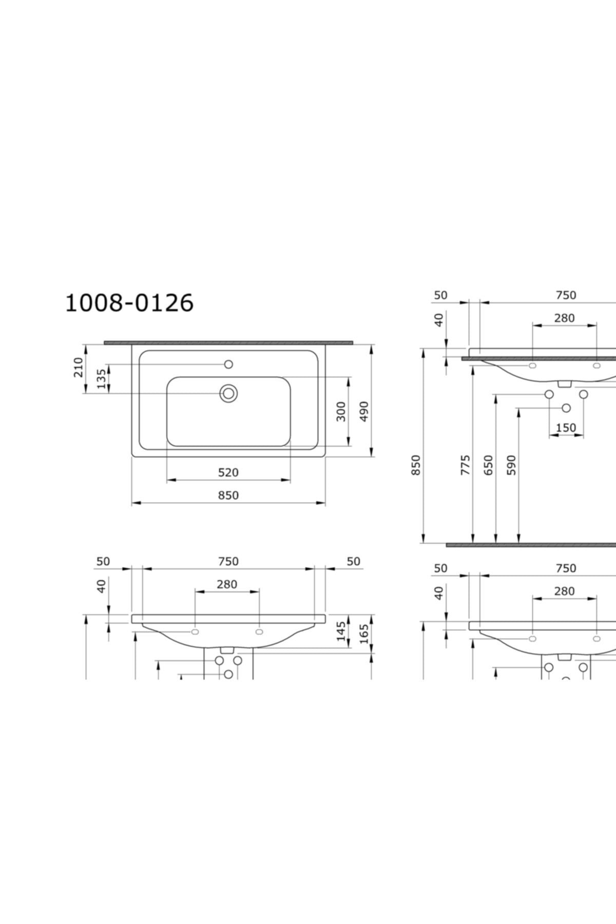 Taormina Pro Etajerli Lavabo Parlak Beyaz 85 Cm 1008-001-0126
