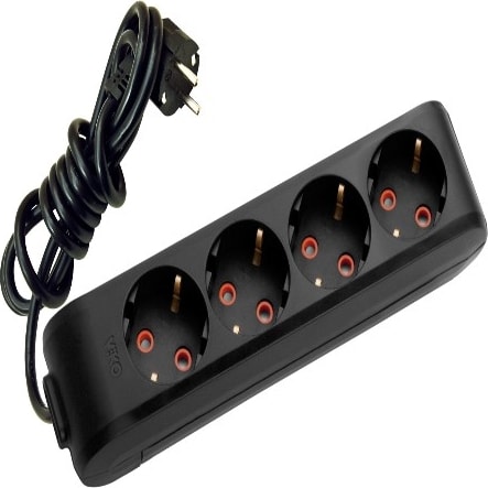 Multi-Let Siyah Dörtlü Priz Topraklı Kablolu Çocuk Korumalı 5 Metre