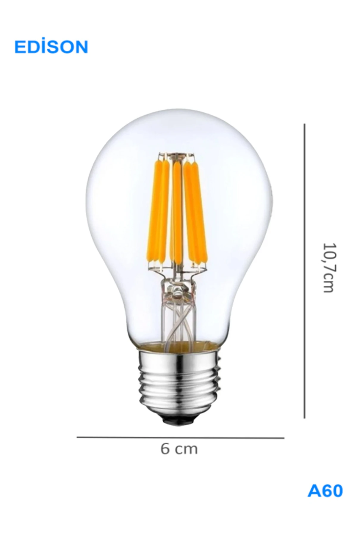 Rustik A60 Led Filament Ampul E27 Gün Işığı Aydınlatma Ampülü Led Ampül