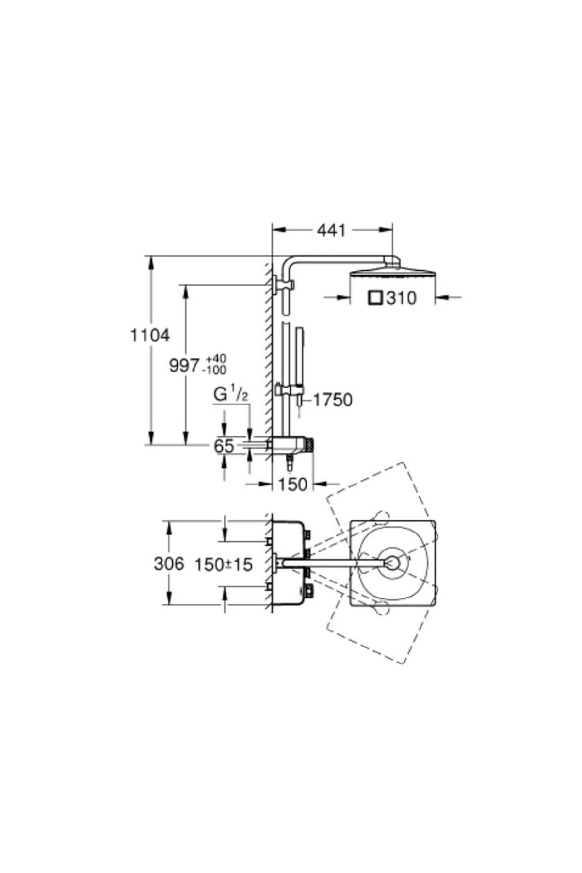 Euphoria Smartcontrol Termostatik Duş Sistemi 26508000