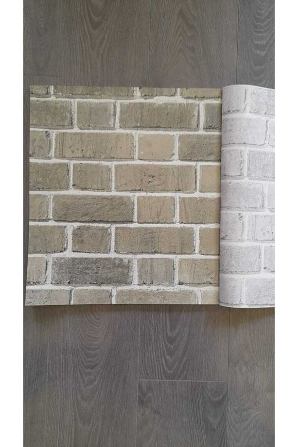 Gerçek Tuğla Görünümlü Açık Yeşil Duvar Kağıdı(5m2)
