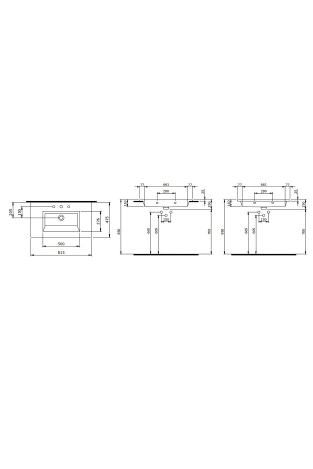 Milano Etajerli Lavabo 80 Cm Mat Kahve 1113-025-0126