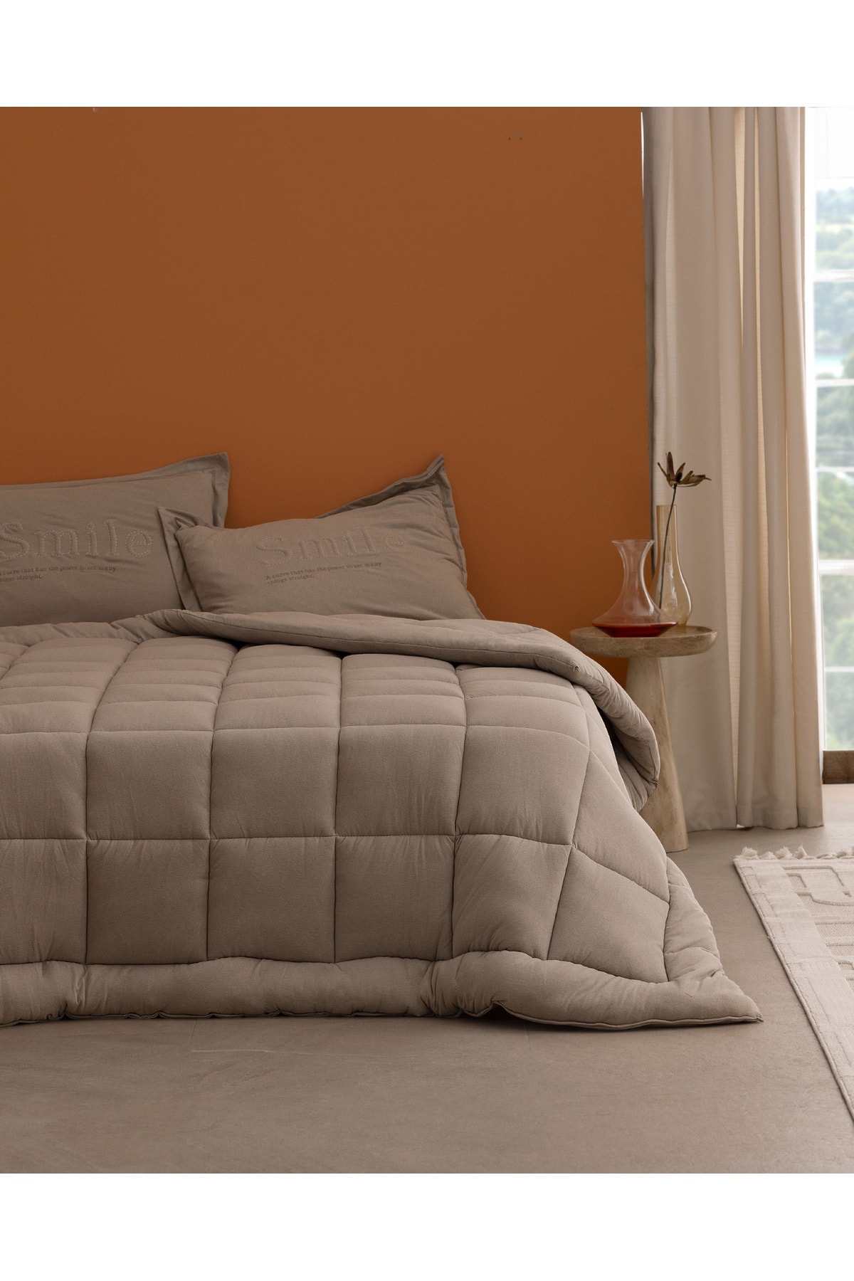 Bobigny Tek Kişilik Pamuklu Supersoft Comforter Set - Açık Gri
