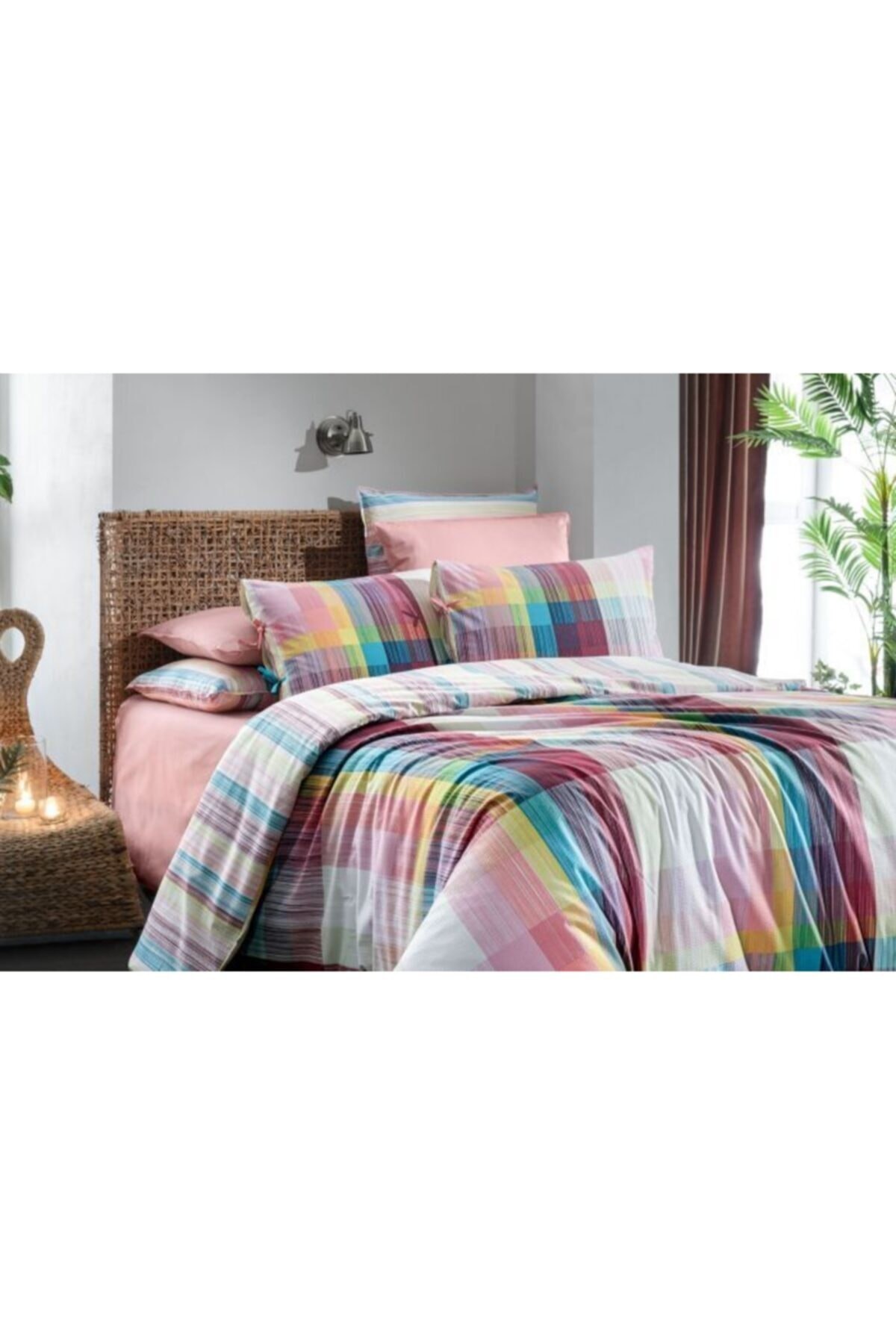 Pembe Aviano Fancy Poplin Nevresim Takımı Çift Kişilik V1