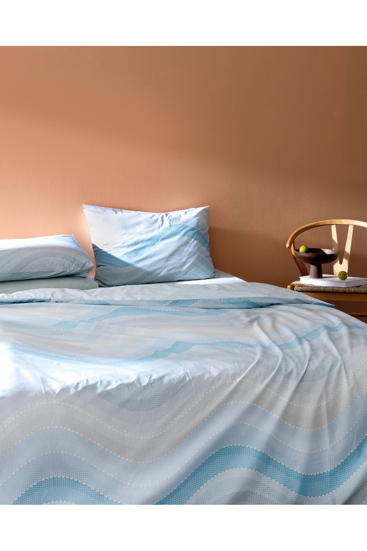 Suivre King Size %100 Pamuk Ranforce Baskılı Nevresim Takımı - Turkuaz