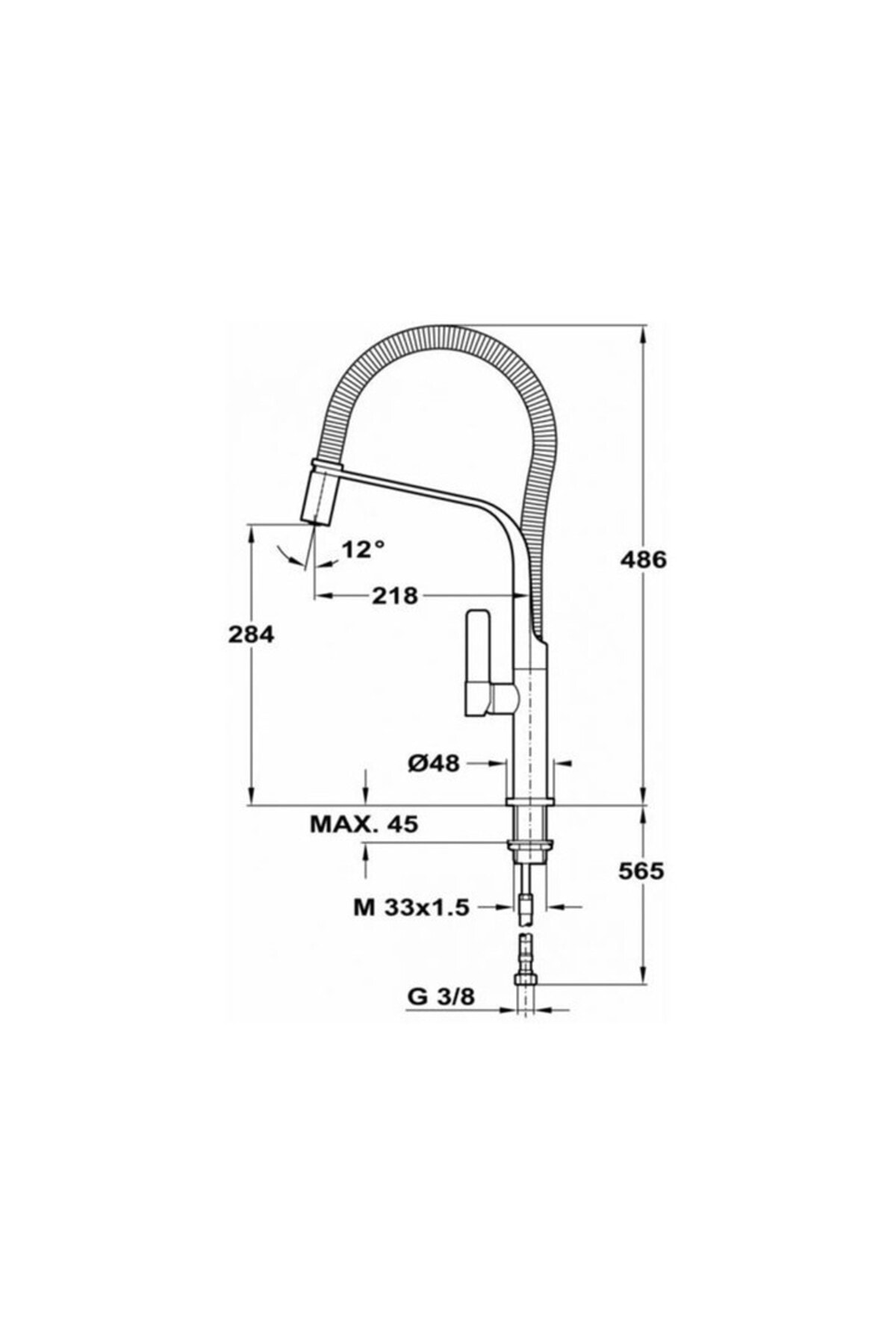 Fo 997 Krom Siyah Yarı Profesyonel Mutfak Eviye Bataryası