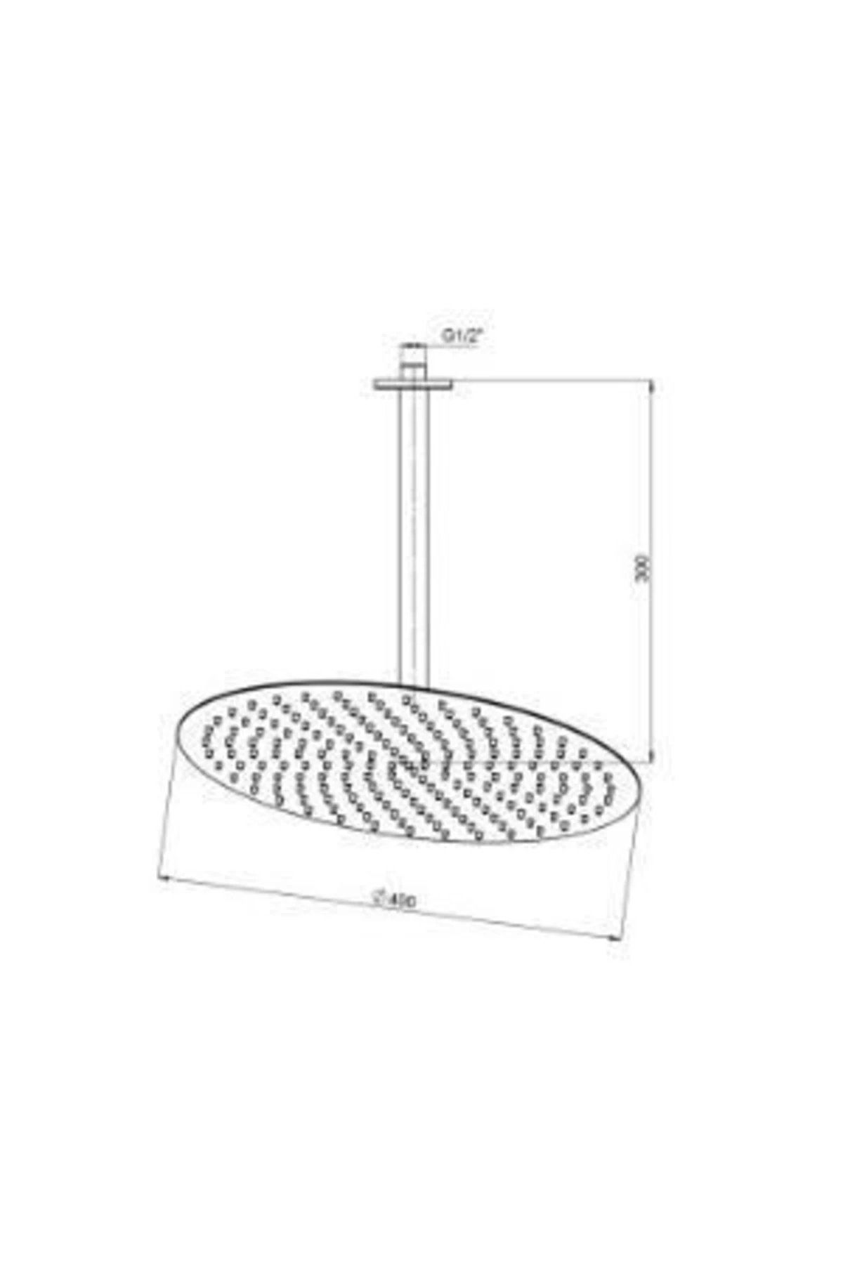 Ankastre Duş Başlığı Oval Slim Metal Ø40 Cm Siyah Ads24-s