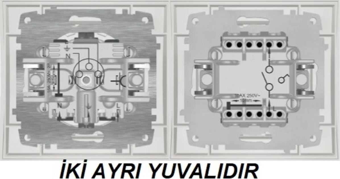 Zena Anahtar Topraklı Priz Ikili Çerçeve Titanyum Takım