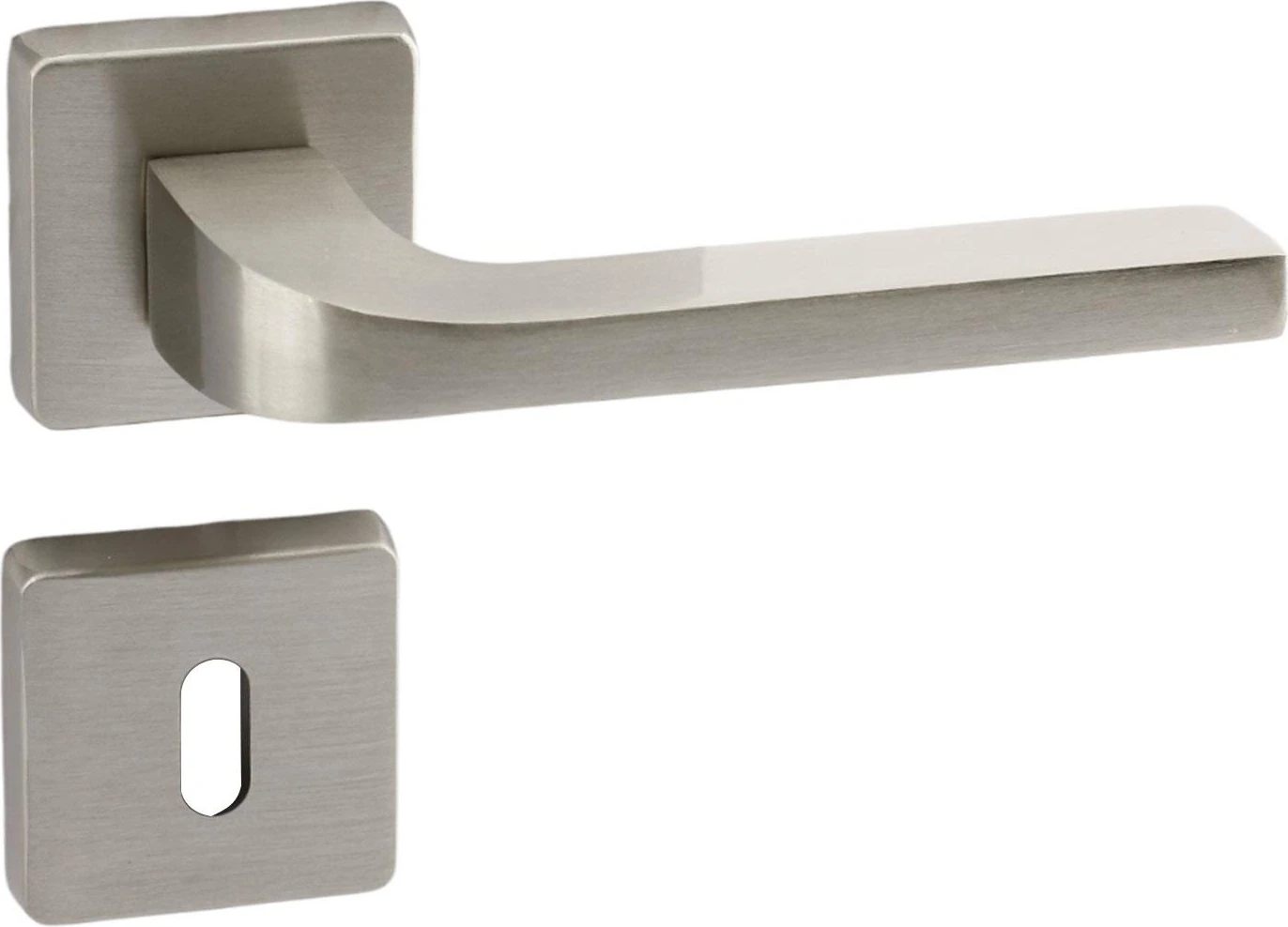 Tog Saten Oda Kapı Kolu Kare Rozetli Sürgülü ve Çelik Kapı Kulpu Uyumlu Sağa Sola Uygun Kapı Kolları