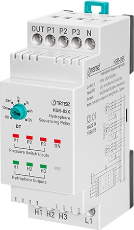 HSR-03X Hidrofor Sıralama Rölesi (Off, 10 Dk, 30 Dk, 1 Saat, 3 Saat, 6 Saat ve 12 Saat Ayarlanabilir)