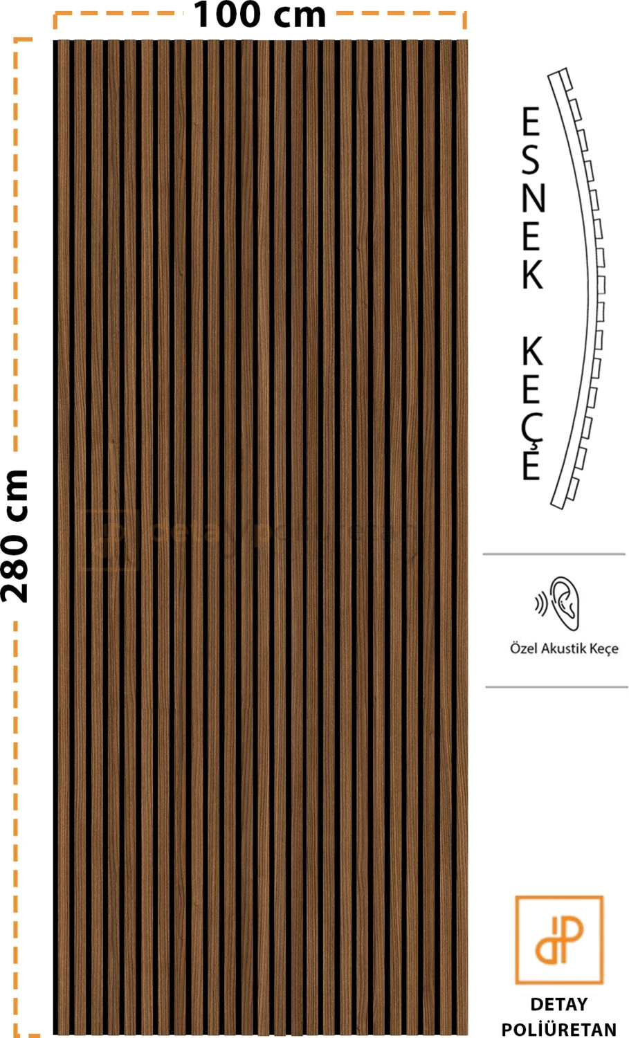 Mdf Ahşap Akustik Duvar Paneli 100 x 280 cm ( Barok )