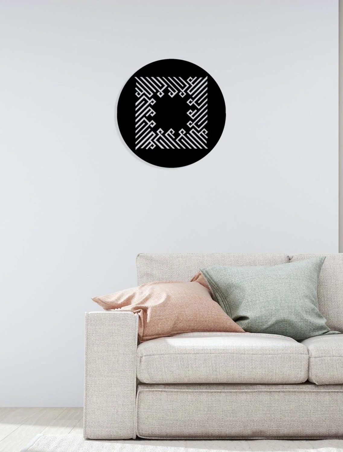 -La Ilahe Illallah Islami Metal Tablo - Islami Ev Dekorasyonu - Dini Duvar Tabloları - 50 X 50 - Cm - Sıyah-Islm-059