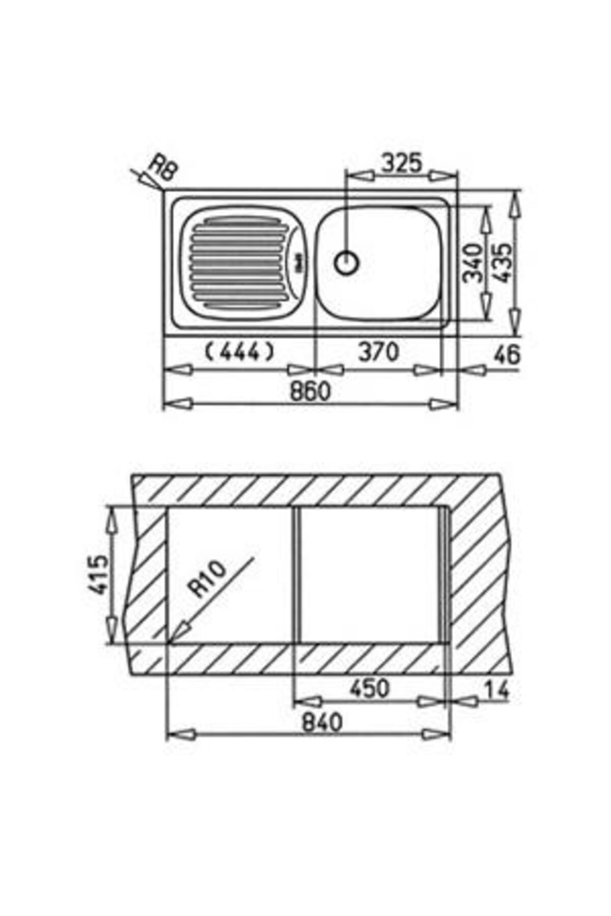 Evye Infant Ob Mikro Keten Sağ 86x44 Mutfak Evye Sifon Dahil