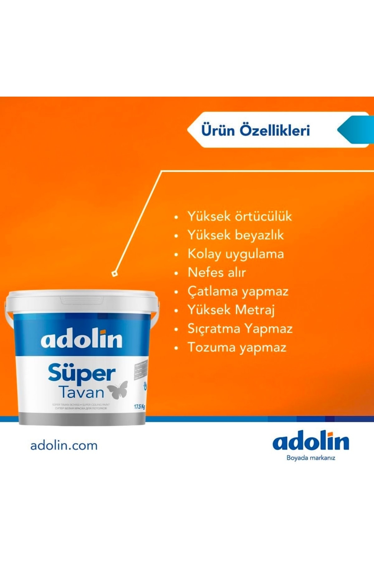 Adolin Süper Tavan Boyası Beyaz (1KG)