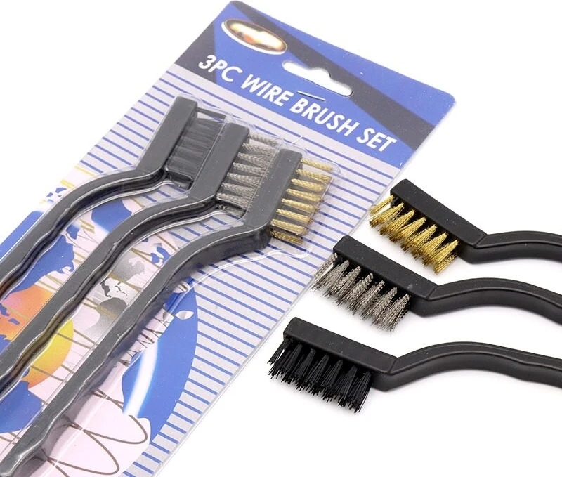 3lü Kasa Anakart Bord Temizlik Fırçası Çelik Bakır ve Naylon Uçlu