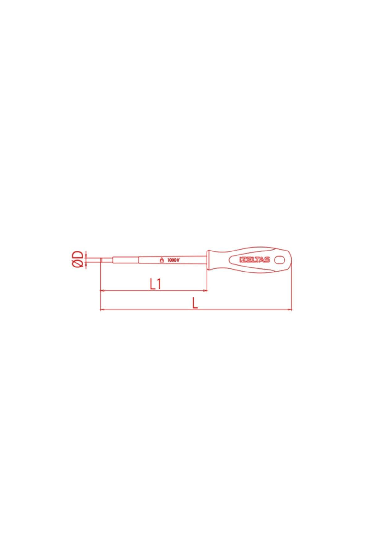 İZELTAŞ 4145 1000V İzoleli Elektronikçi Yıldız Uçlu Tornavida 4.5x80 mm