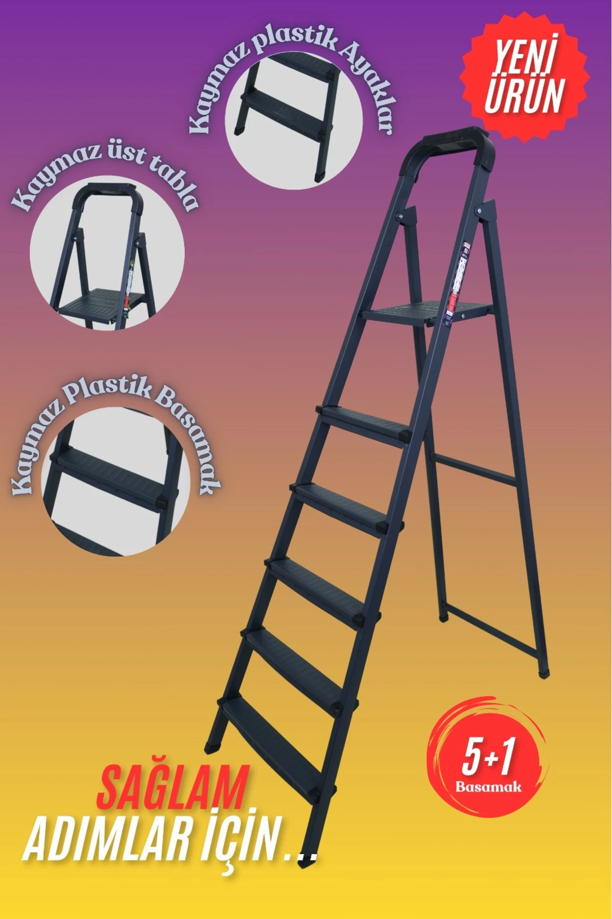 5+1 Merdiven 6 Basamaklı Antrasit-Siyah