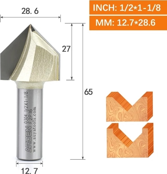 12.7X28.6 Arden 90 Derece V Bit 1/2 "karbür Üçgen V-Oluk Planya Yönlendirici Bit Ağaç Işleme Pah Kırma 3D Gravür Mdf Sertağaç Için (Yurt Dışından)