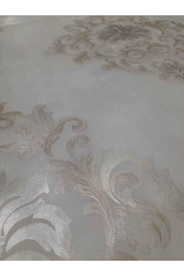 Damaks Desenli Gümüş Detaylı Klasik Duvar Kağıdı(5m2)